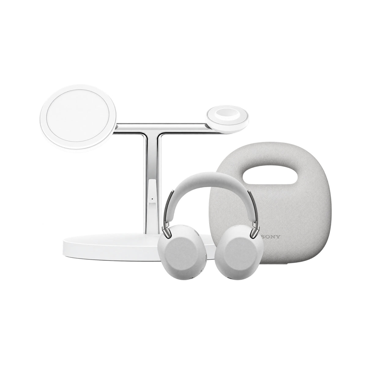 Sony 1000X THE COLLEXION Wireless Headphones Bundle with Belkin 3-in-1 Charging Stand (Platinum)