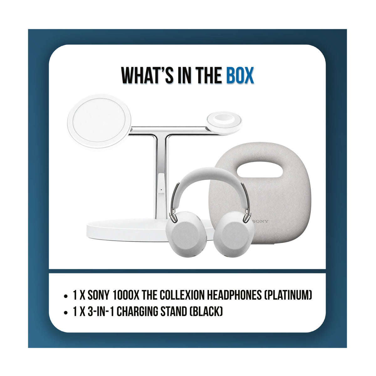 Sony 1000X THE COLLEXION Wireless Headphones Bundle with Belkin 3-in-1 Charging Stand (Platinum)