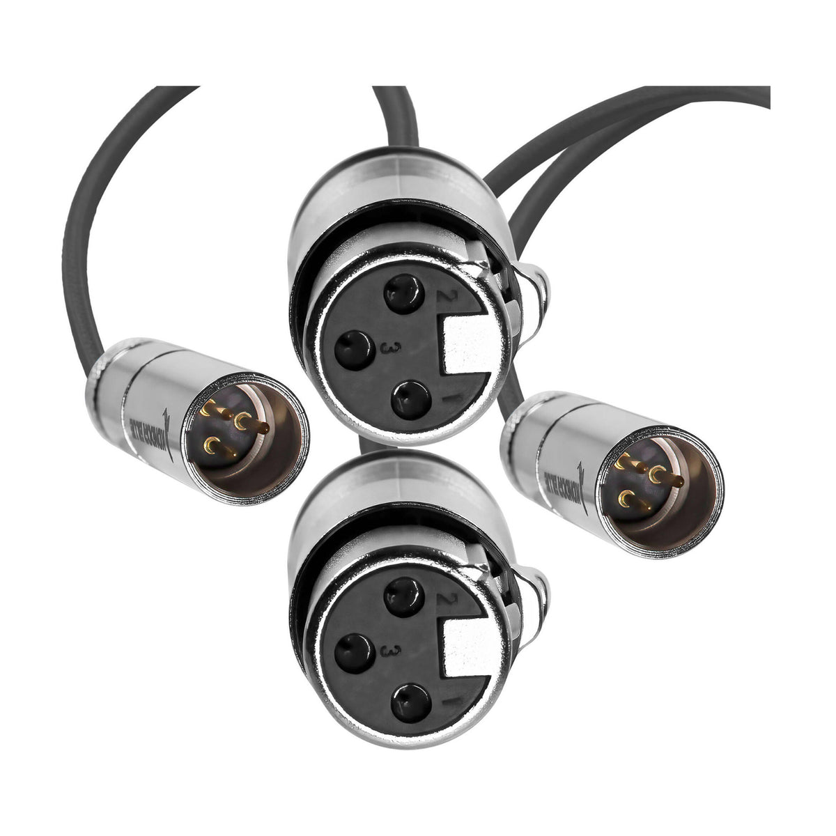 Kondor Blue Mini 16-inch XLR Male to XLR Female Audio Cable 2-Pack with Durable Connectors (Black)