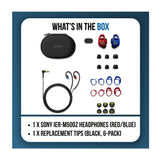 Sony IER-M500 In-Ear Monitor Earphones Bundle with Silicone Replacement Tips 6-Pack (Red and Blue)