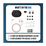Sony IER-M500 Wired In-Ear Monitor Earphones Bundle with Silicone Replacement Tips 6-Pack (Clear)