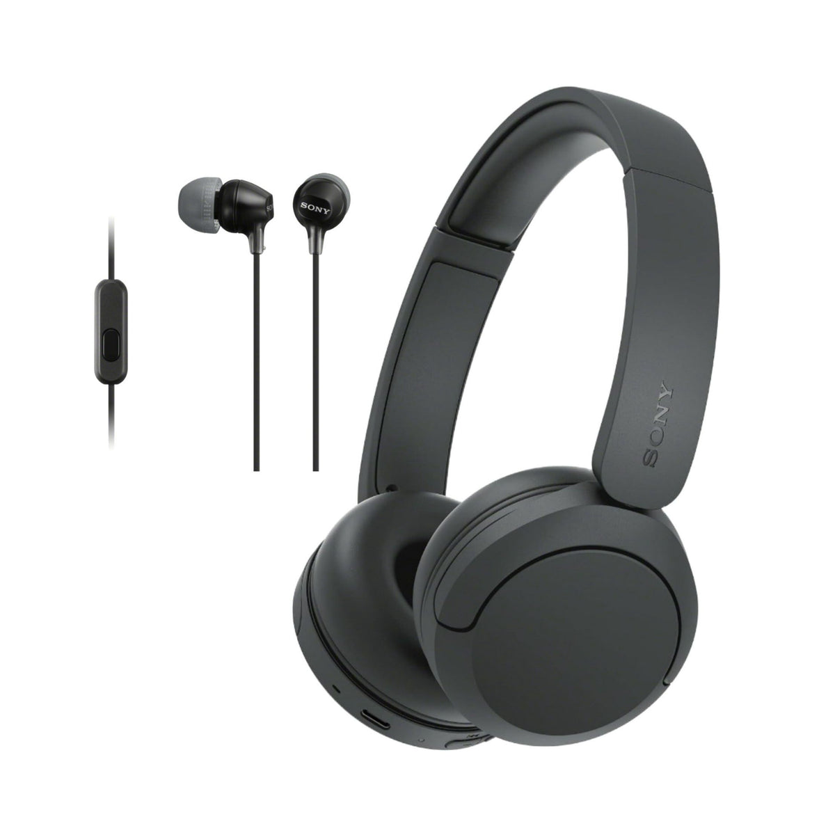 Sony WH-CH530 Wireless On-Ear Bluetooth Headphones with Earbuds Headset Bundle (Black)