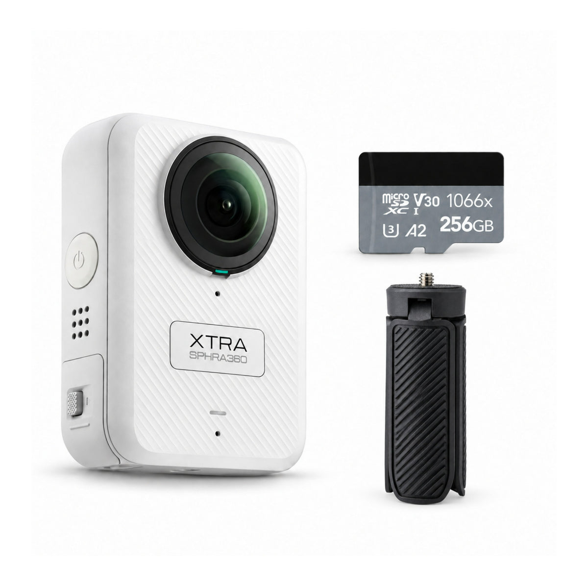 Xtra Sphra360 Action Camera Bundle with Mini 2-in-1 Tripod and 256GB MicroSD Card