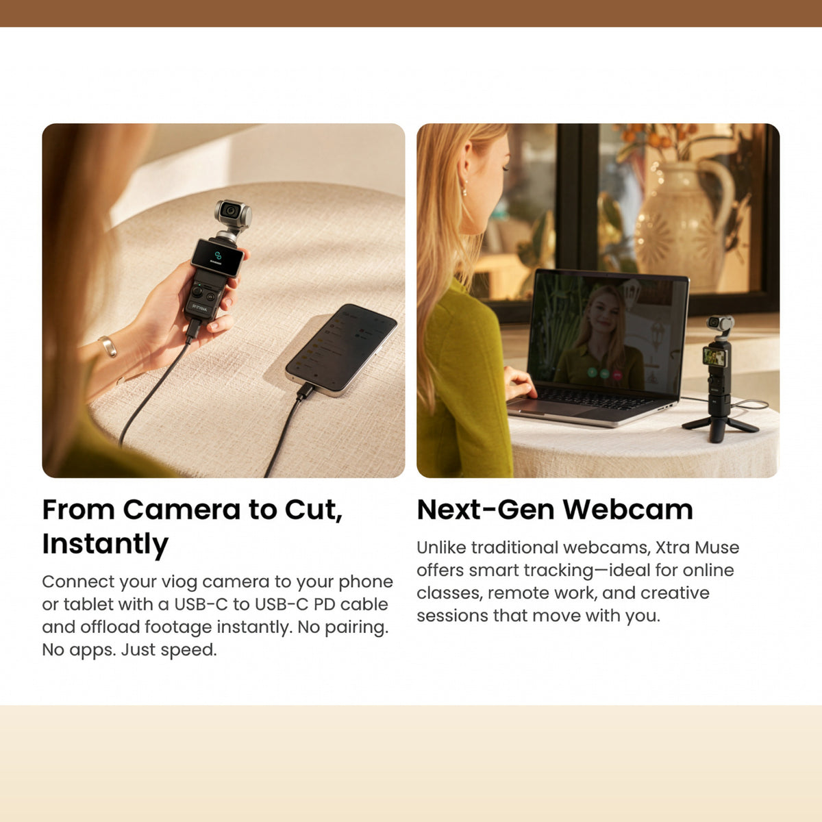 Xtra Muse Gimbal Action Camera Bundle with Wide-Angle Lens, Carrying Case and 256GB MicroSD Card