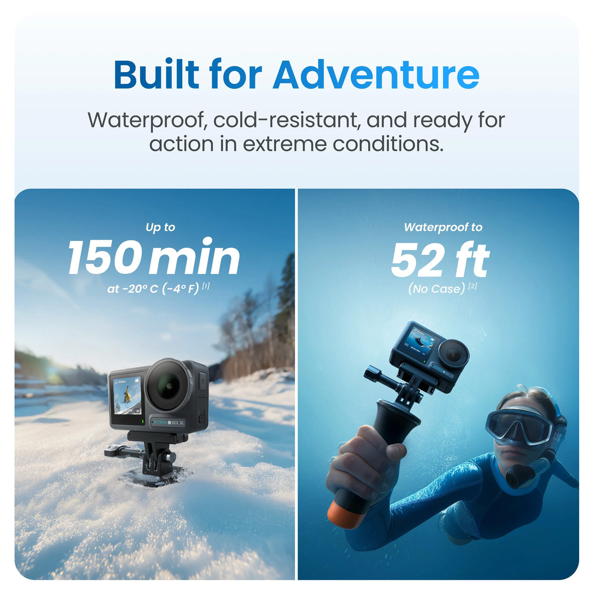 Xtra Edge 4K Waterproof Action Camera Bundle with Diving Kit, 256GB Card, and Carrying Case