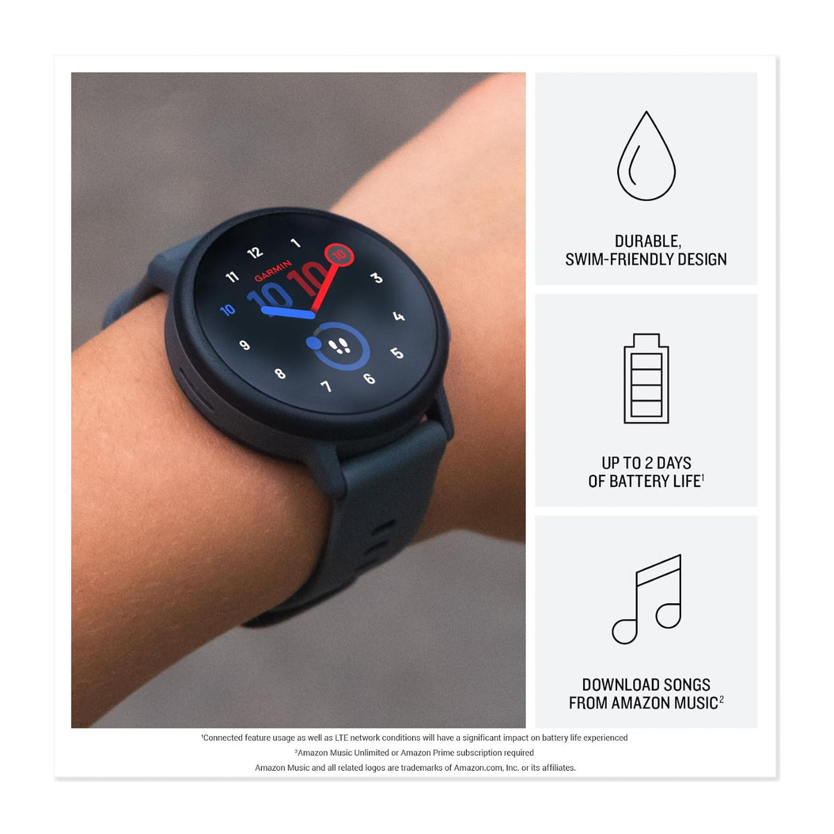 Garmin Bounce 2 Kids LTE GPS Smartwatch with Location Tracking and School Mode (Light Purple)