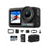 Xtra Edge Pro 40MP 4K/120fps Action Camera Bundle with 256GB Card, Backpack Strap Mount, and Case