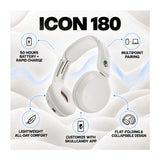 Skullcandy Icon 180 Wireless On-Ear Headphones with 50-Hour Battery and Multi-point Pairing (Bone)