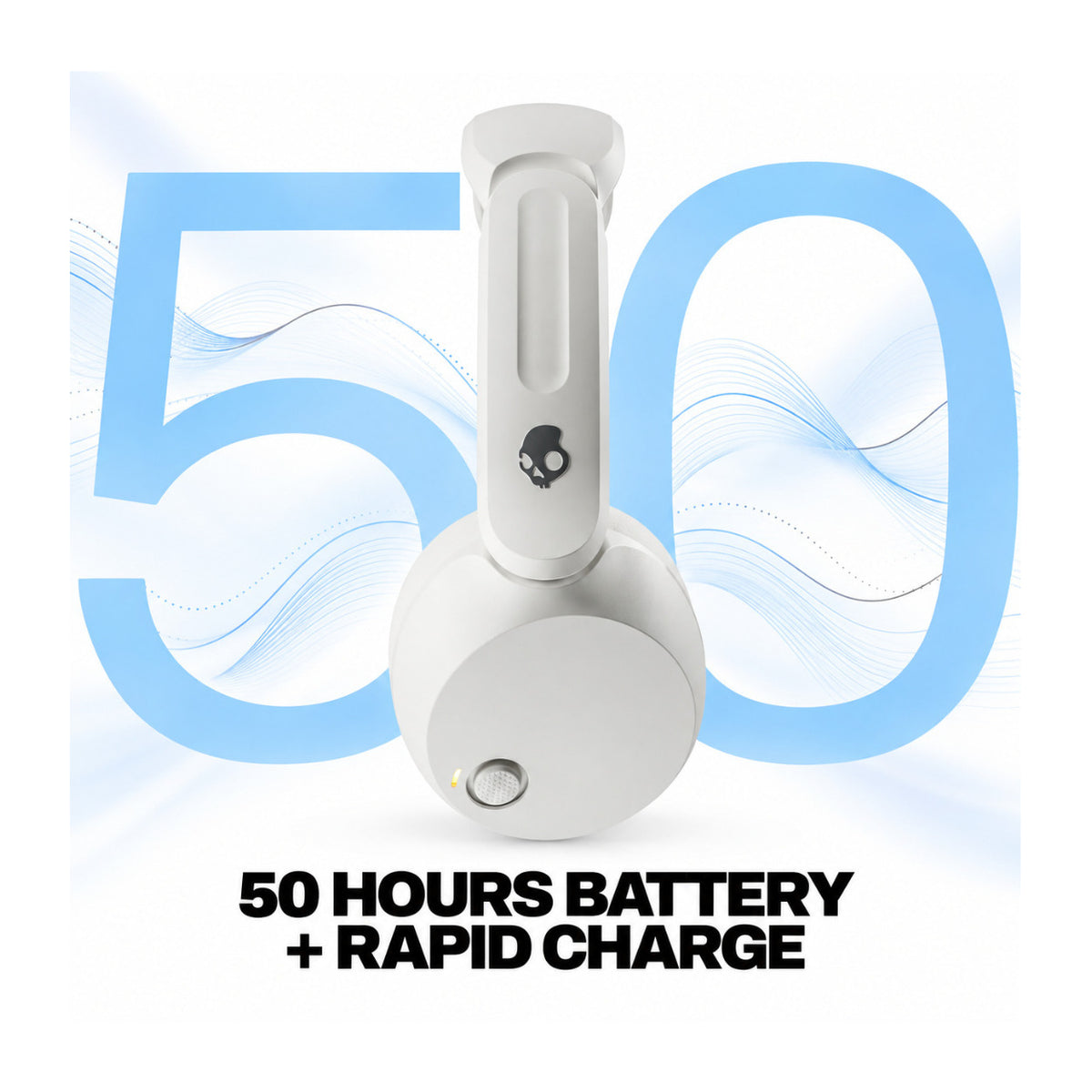 Skullcandy Icon 180 Wireless On-Ear Headphones with 50-Hour Battery and Multi-point Pairing (Bone)