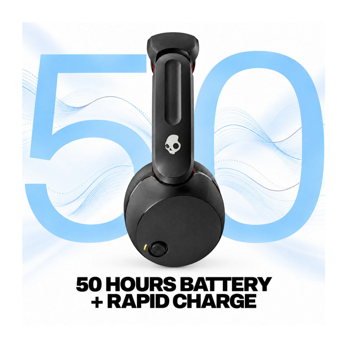 Skullcandy Icon 180 Wireless On-Ear Headphones with 50-Hour Battery and Multi-point Pairing (Black)