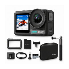 Xtra Edge Pro 40MP 4K/120fps Action Camera Bundle with 256GB Card, Extension Rod, and Case