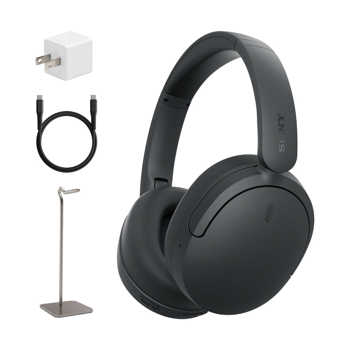 Sony WH-CH730N Wireless Noise-Cancelling Headphones Bundle with Stand and Accessories (Black)