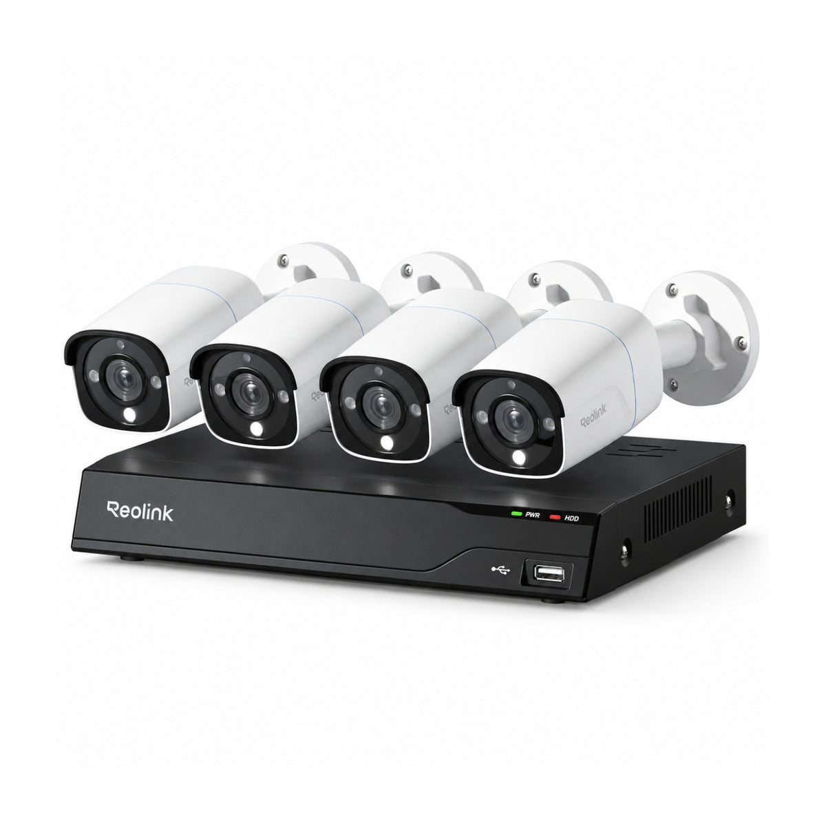 Reolink NVS8-8MB4 4K 8MP PoE Security System (White) with 4 Bullet Cameras and 2TB 8 Channel NVR