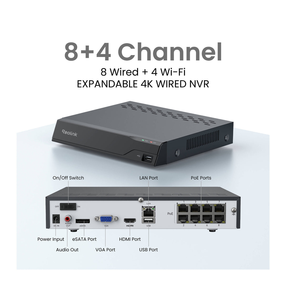 Reolink NVS8-12MB4 4K+ 12MP PoE Security System with 4 Bullet Cameras and 2TB 8-Channel NVR