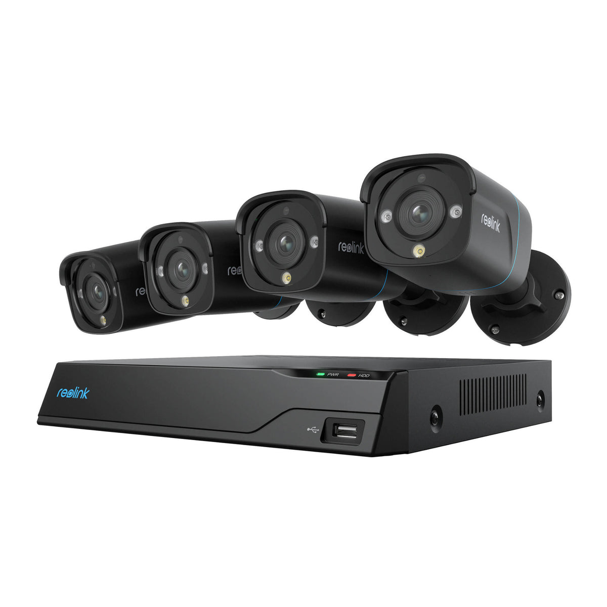 Reolink NVS8-8MB4 4K 8MP PoE Security System (Black) with 4 Bullet Cameras and 2TB 8 Channel NVR