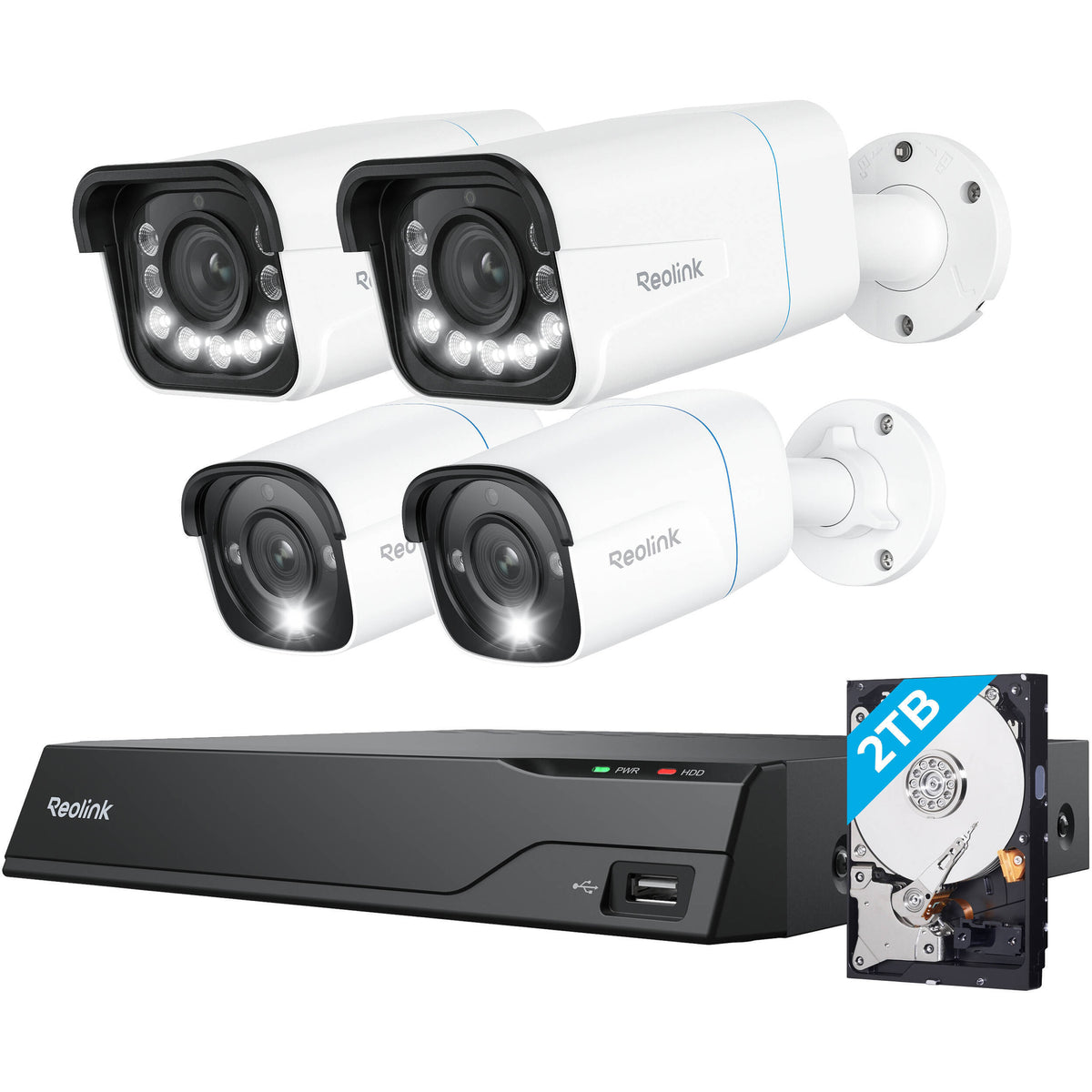 Reolink NVS8-8MB2AFB2 8-Channel 4K UHD Security System with 2TB NVR and 4 x 8MP Bullet Cameras