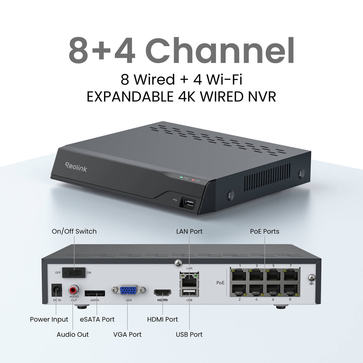 Reolink NVS8-8MB2AFB2 8-Channel 4K UHD Security System with 2TB NVR and 4 x 8MP Bullet Cameras
