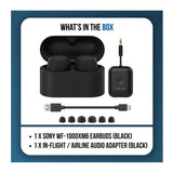 Sony WF-1000XM6 Wireless Noise-Cancelling Earbuds with In-Flight / Airline Audio Adapter (Black)