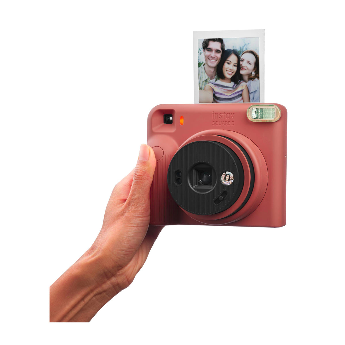 Fujifilm instax Square 2 Compact Instant Camera with Built-in Selfie Mirror (Brick Red)