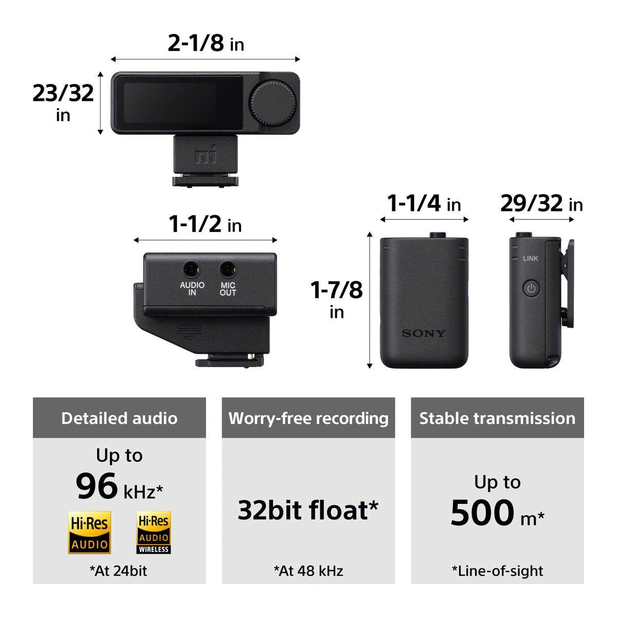Sony ECM-W5 Wireless Microphone Kit with Timecode and 32-bit Float