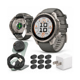Garmin fenix 9 Pro Solar 47mm GPS Smartwatch (Titanium, Pebble/Silver Gray) with Accessories Bundle