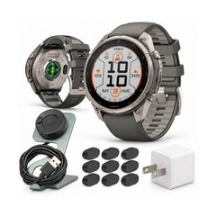 Garmin fenix 9 Pro Solar 47mm GPS Smartwatch (Titanium, Pebble/Silver Gray) with Accessories Bundle