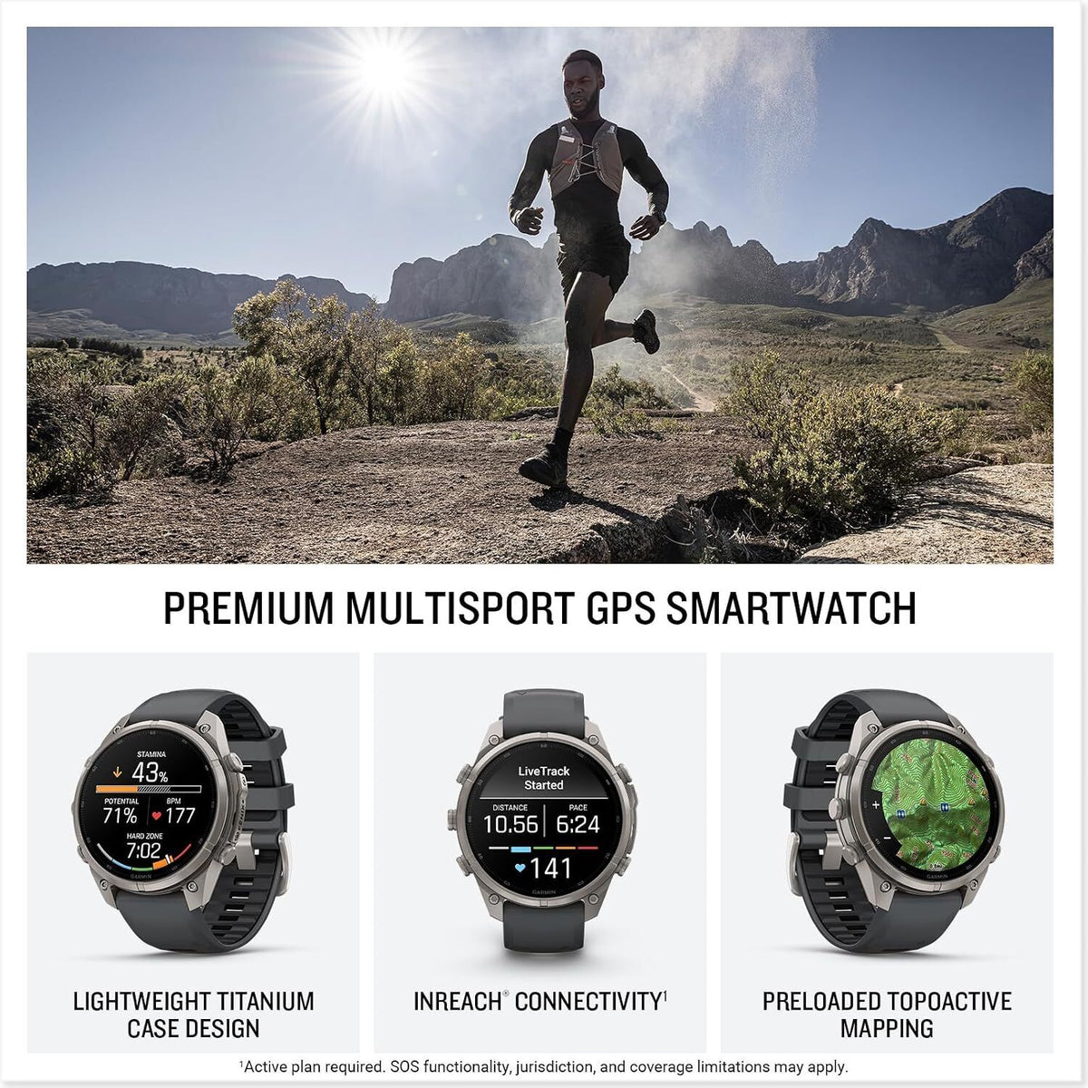 Garmin fenix 9 Pro 47mm AMOLED inReach GPS Smartwatch (Titanium/Black) with Accessories Bundle