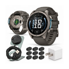 Garmin fenix 9 AMOLED GPS 47mm Smartwatch (Titanium/Pebble Gray) with Accessories Bundle