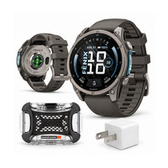 Garmin fenix 9 AMOLED GPS 47mm Smartwatch (Titanium/Pebble Gray) with Case and Accessory Bundle