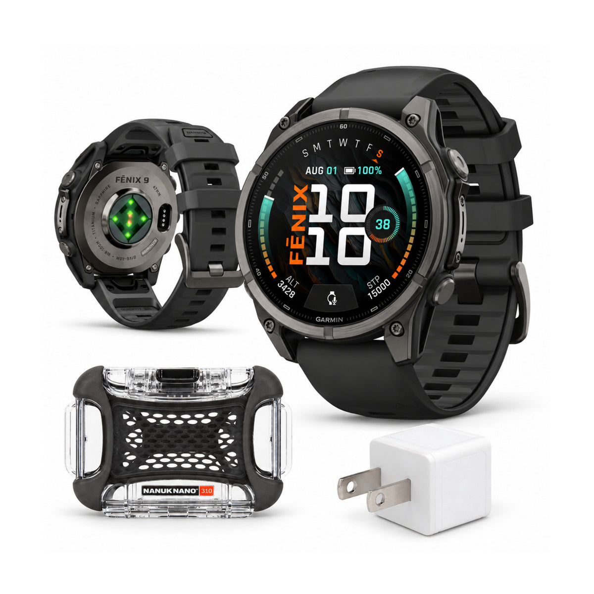 Garmin fenix 9 AMOLED GPS 47mm Smartwatch (Carbon Gray DLC Titanium/Black) with Case and Accessory