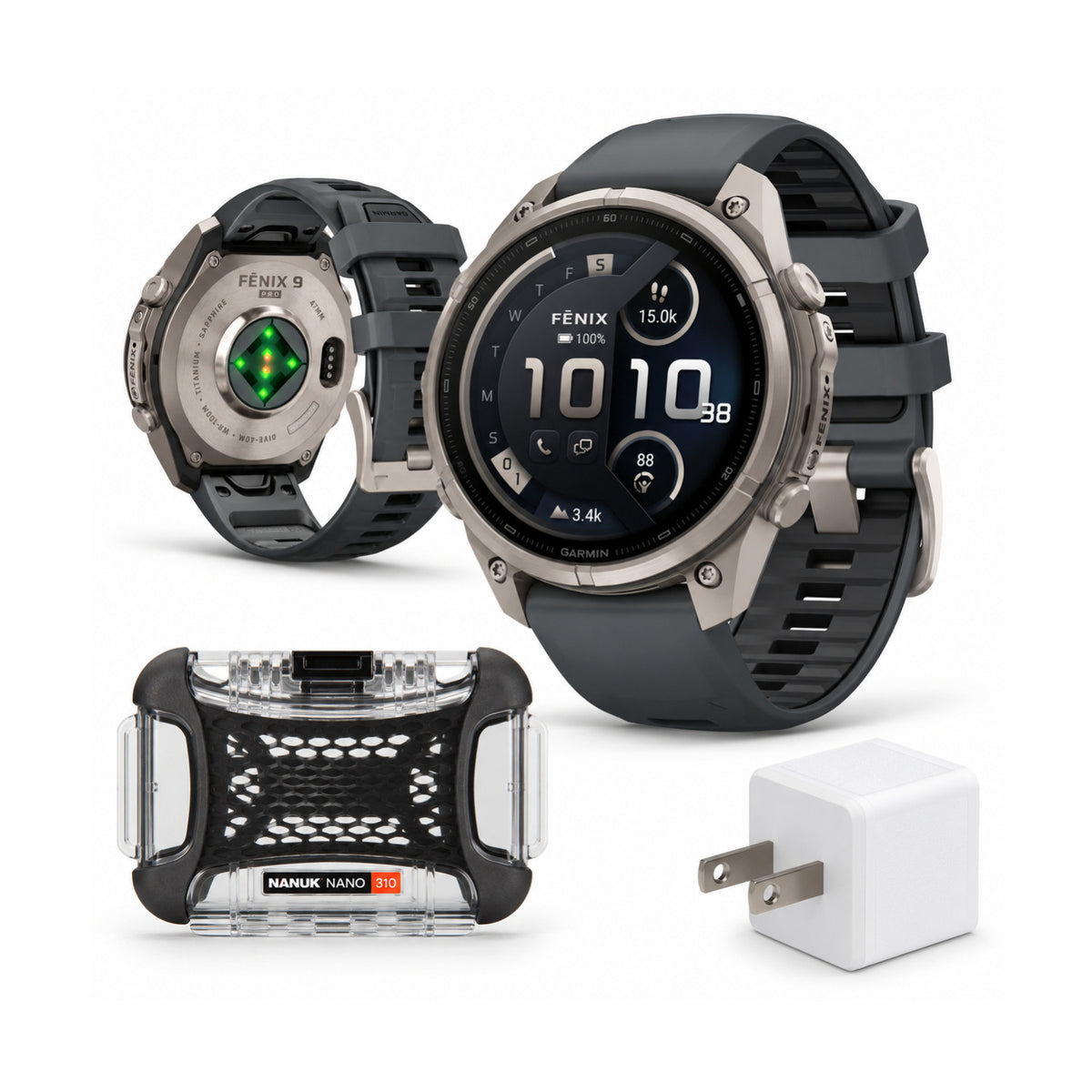 Garmin fenix 9 Pro 47mm AMOLED inReach GPS Smartwatch (Titanium/Black) Bundle with Case & Accessory