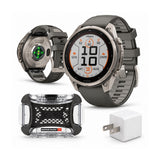 Garmin fenix 9 Pro Solar 47mm GPS Smartwatch (Titanium Pebble/Silver Gray) with Case and Accessory
