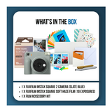 Fujifilm instax Square 2 Instant Camera Bundle with Soft Haze Film and Accessory Kit (Slate Blue)