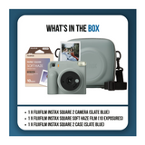 Fujifilm instax Square 2 Instant Camera Bundle with Soft Haze Film and Protective Case (Slate Blue)