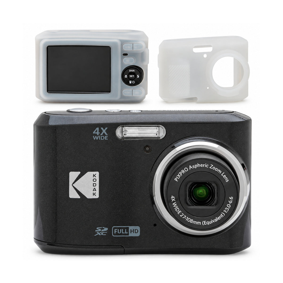 Kodak PixPro FZ45 Friendly Zoom 16MP 1080p Digital Camera (Black) with Clear Silicone Case Bundle