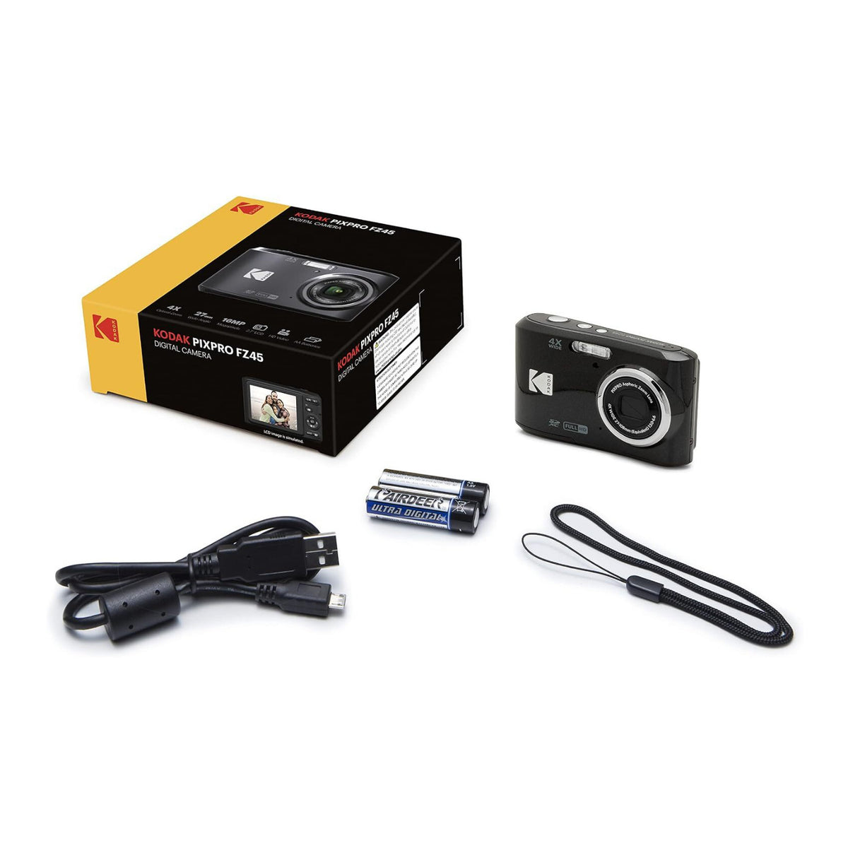 Kodak PixPro FZ45 Friendly Zoom 16MP 1080p Digital Camera (Black) with Clear Silicone Case Bundle