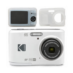 Kodak PixPro FZ45 Friendly Zoom 16MP 1080p Digital Camera (White) with Clear Silicone Case Bundle