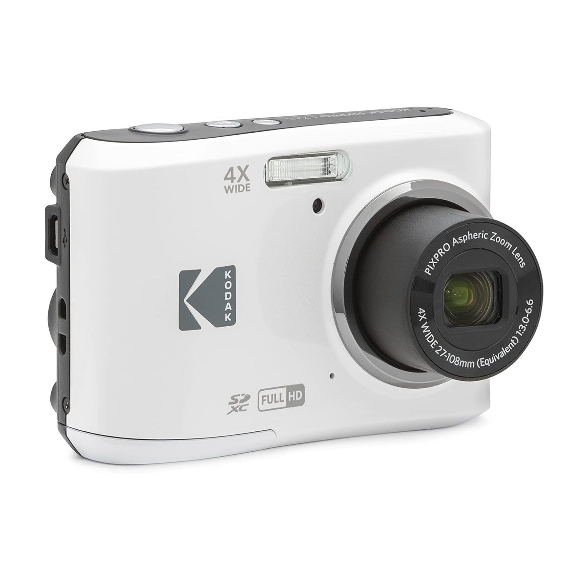 Kodak PixPro FZ45 Friendly Zoom 16MP 1080p Digital Camera (White) with Clear Silicone Case Bundle
