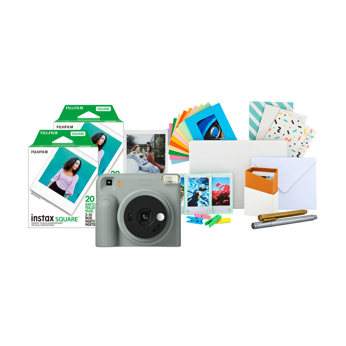 Fujifilm instax Square 2 Instant Camera with Two Twin Film Packs and Accessory Kit (Slate Blue)