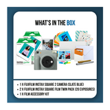 Fujifilm instax Square 2 Instant Camera with Two Twin Film Packs and Accessory Kit (Slate Blue)