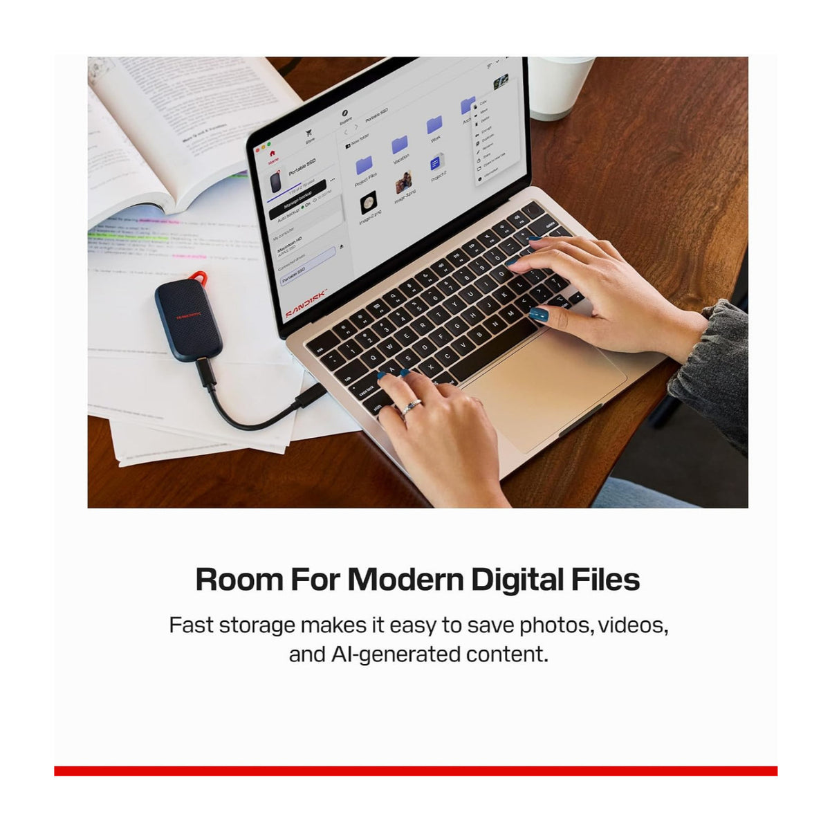 Sandisk Portable SSD V3 1TB External Solid State Drive with USB-C Connector and 1000MB/s Read Speed