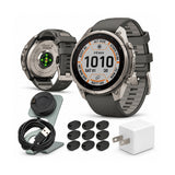 Garmin fēnix 9 Pro 51mm Solar inReach GPS Smartwatch (Pebble/Silver Gray) Bundle with Accessories