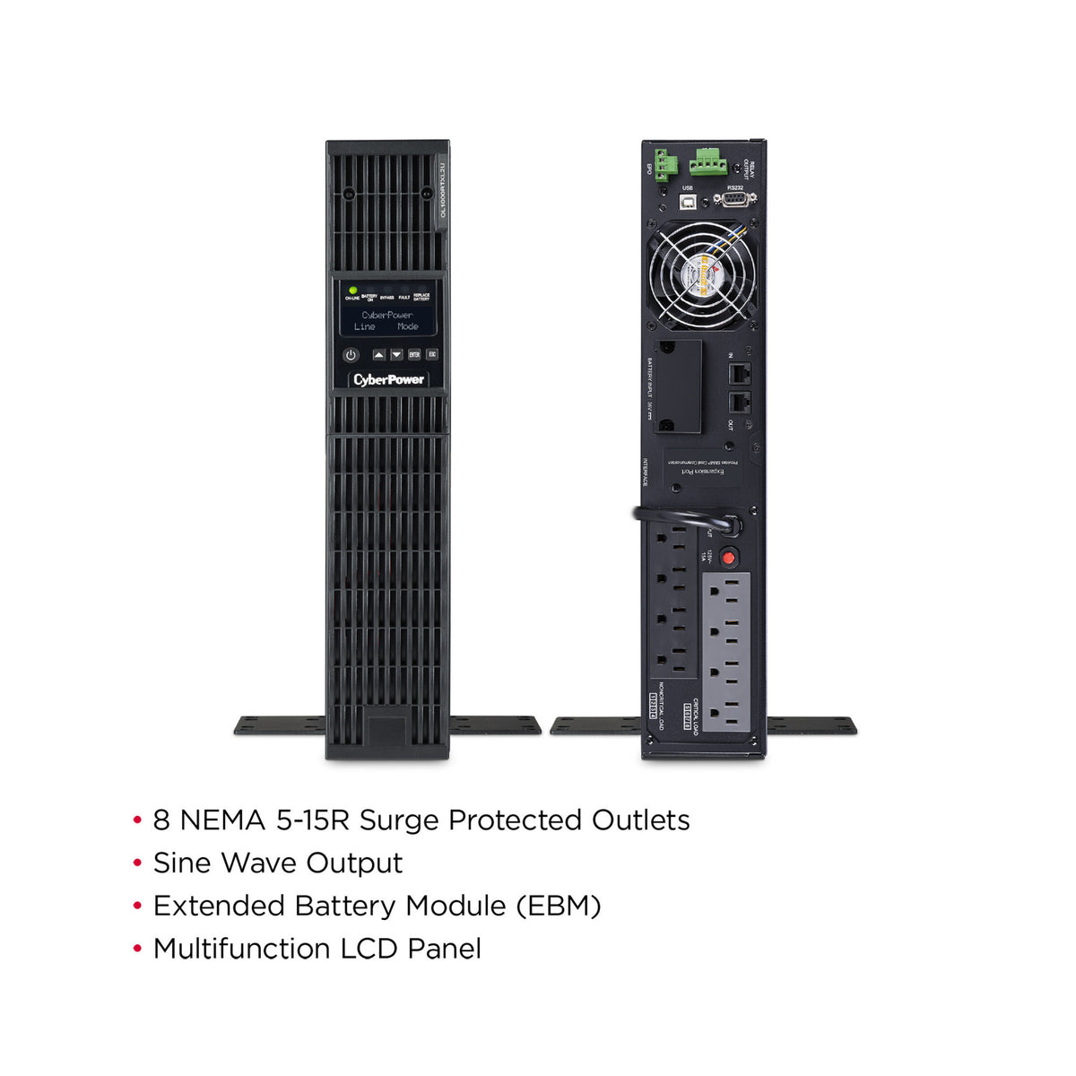 CyberPower OL1000RTXL2U 1000VA/900W Smart App Online 2U Rack/Tower Sine Wave UPS