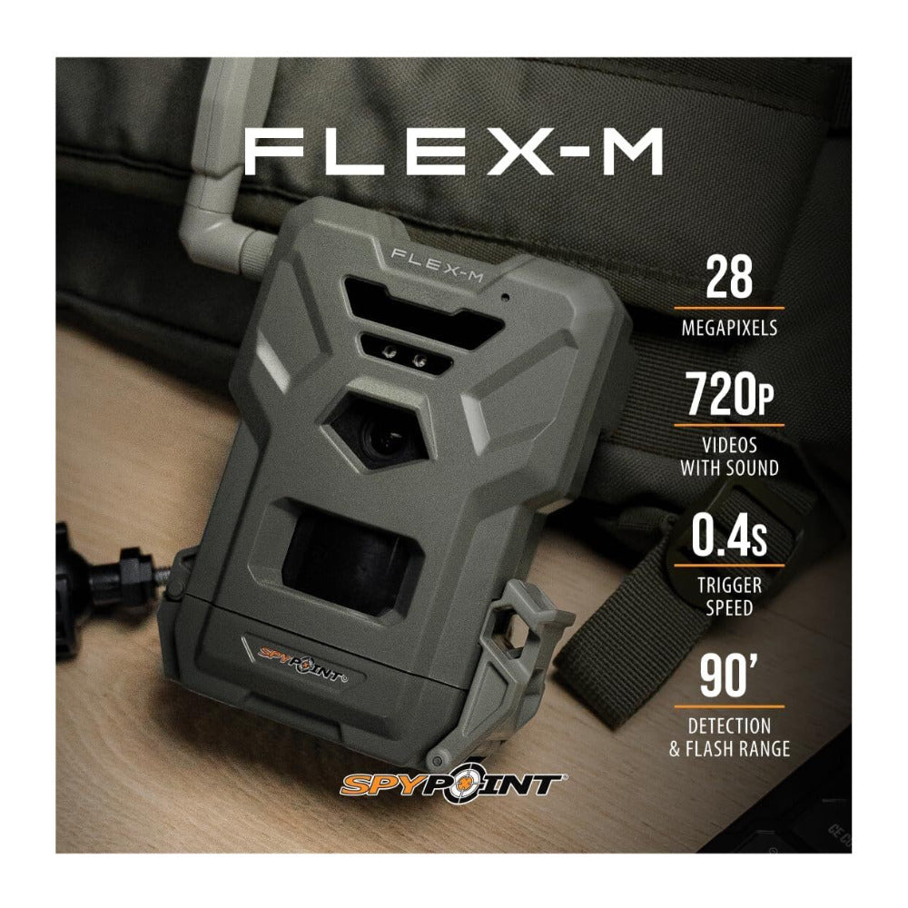 Spypoint Flex-M 28MP 720p Water-Resistant Cellular Trail Camera with HD Video Recording (4-Pack)