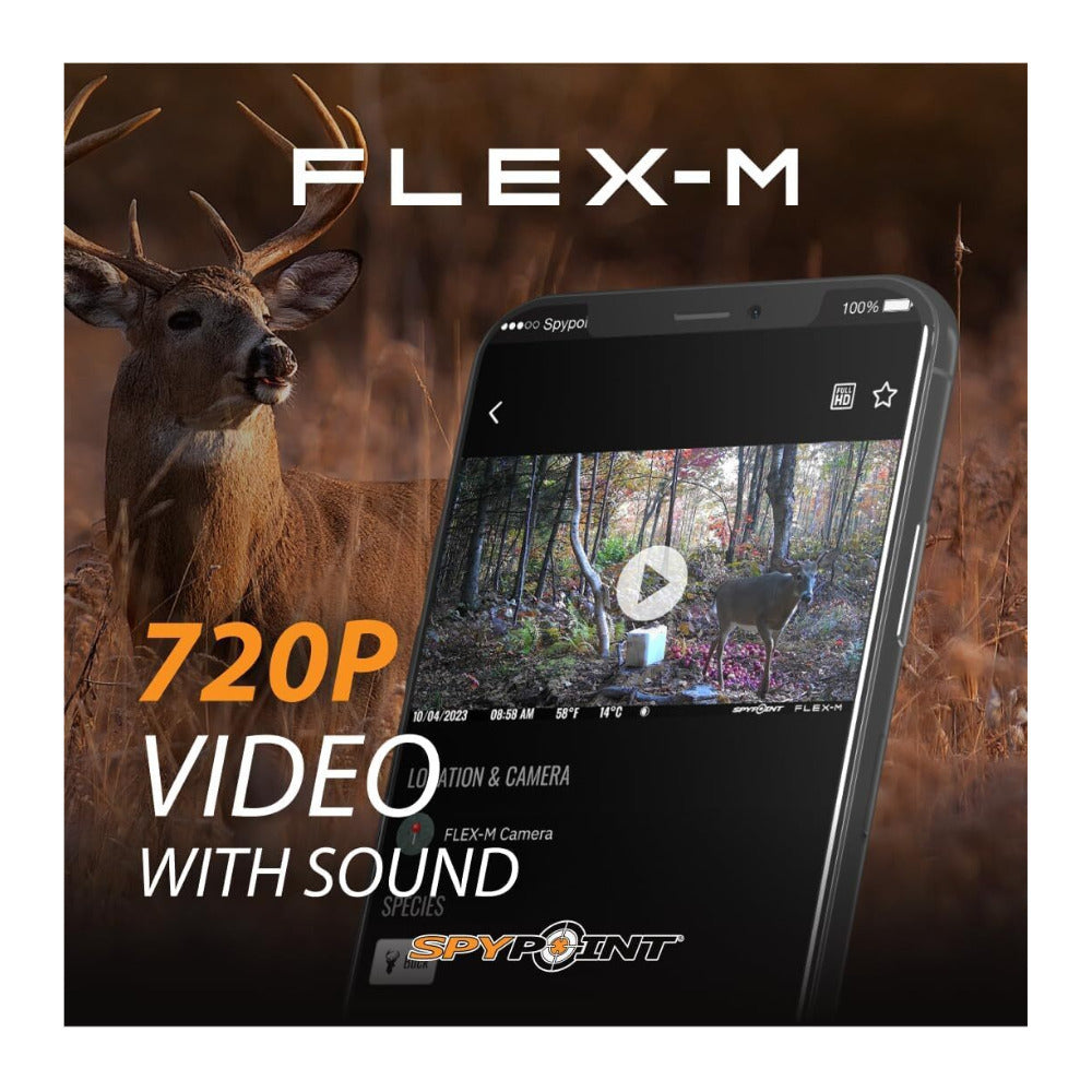 Spypoint Flex-M 28MP 720p Water-Resistant Cellular Trail Camera with HD Video Recording (4-Pack)