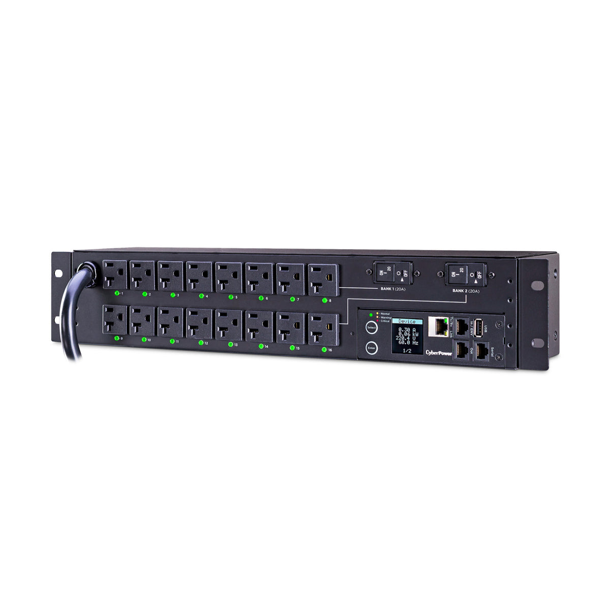 CyberPower PDU41003 16-Outlet 2U Switched Rackmount Power Distribution Unit with Metal Housing