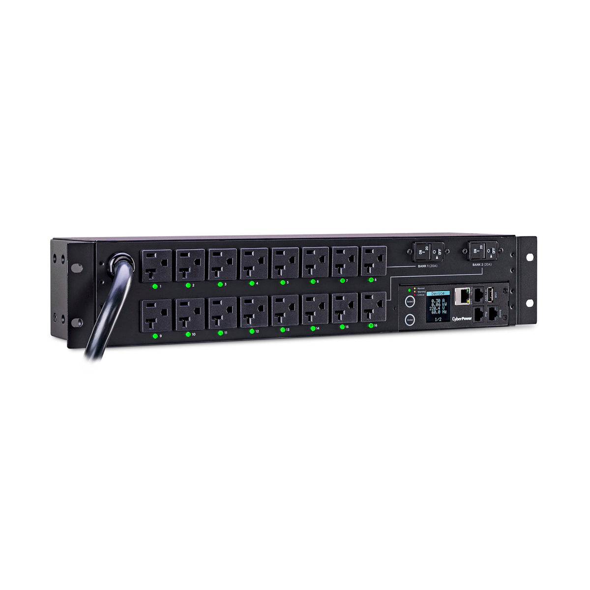 CyberPower PDU41003 16-Outlet 2U Switched Rackmount Power Distribution Unit with Metal Housing