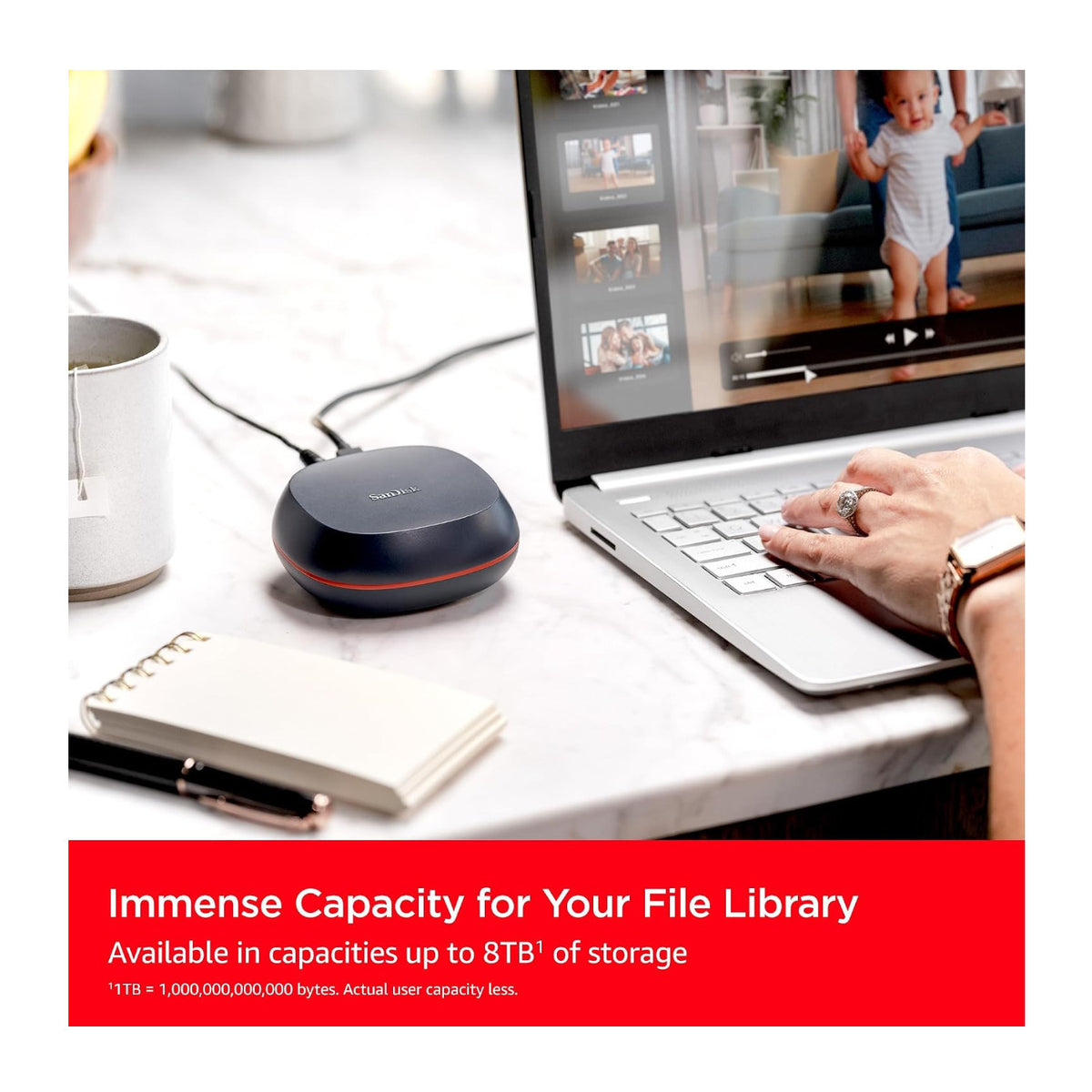 Sandisk Desk Drive 8TB USB-C 3.2 Gen 2 External Desktop Solid State Drive with 1000MB/s Read Speed