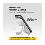Scosche MagicMount Travel Folding 2-in-1 MagSafe Wireless Charger with USB-C Cable (White)