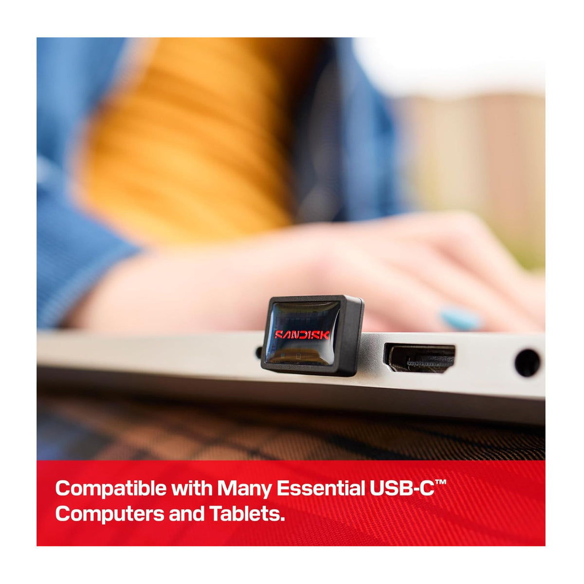 Sandisk Extreme Fit 1TB USB-C 3.2 Plug-and-Stay Low Profile Flash Drive with 400MB/s Read Speed